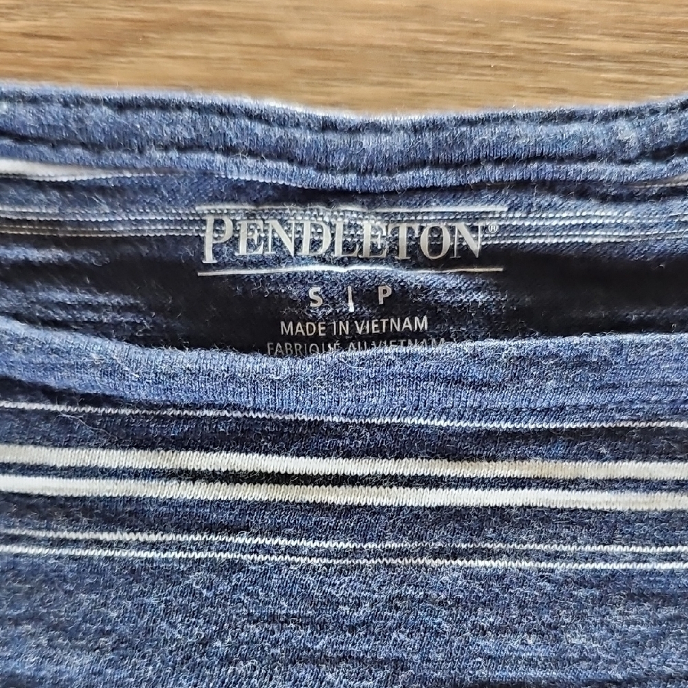 Pendleton Navy Striped Long Sleeve Tee, Size Small - Picture 3 of 4